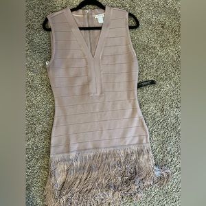 Mauve mini dress with tassels